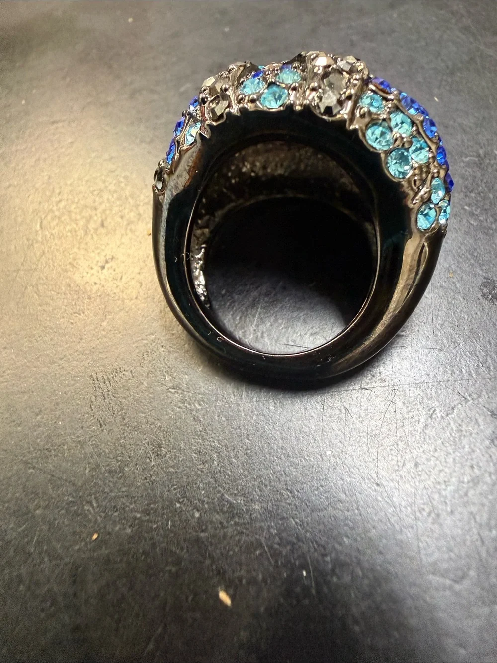 Park Lane Blue Crystal Heart Cocktail Ring